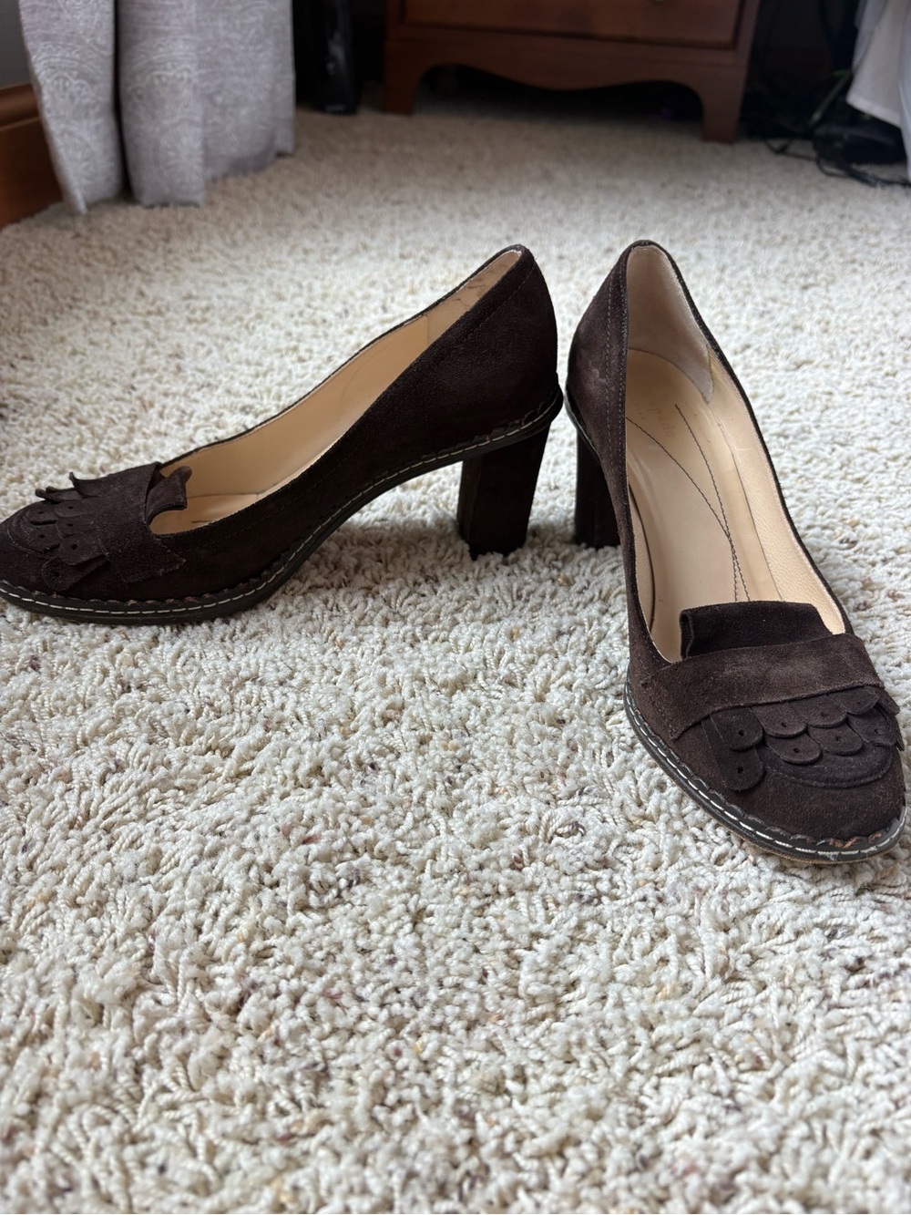 Kate Spade Vintage Dark Brown Suede Block Heels